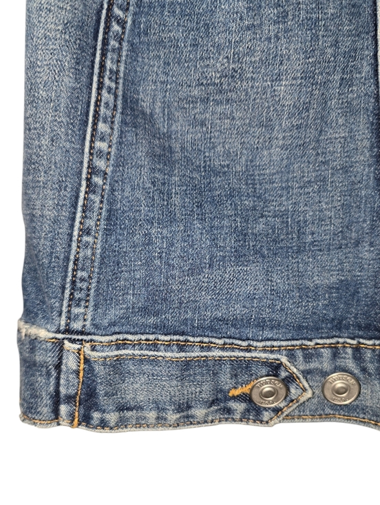 Hudson "The Classic" Distressed Denim Jean Trucker Jacket Rose Embroidery Size M - Picture 9 of 14